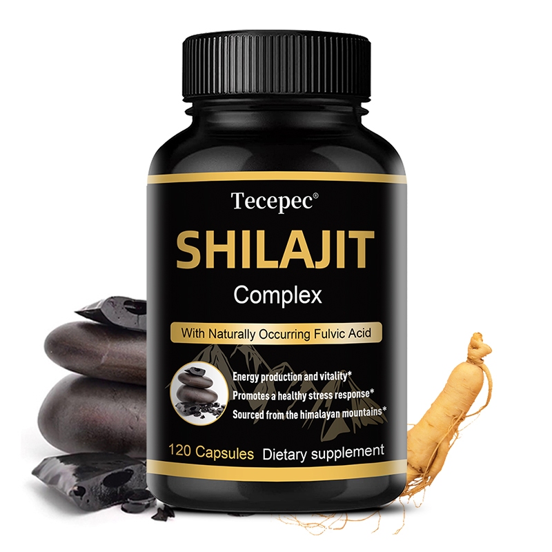 Tecepec Organic Shilajit Resin, แคปซูล Shilajit ธรรมชาติ, อาหารเสริม Shilajit Shilajit สมบูรณ์ 100%,
