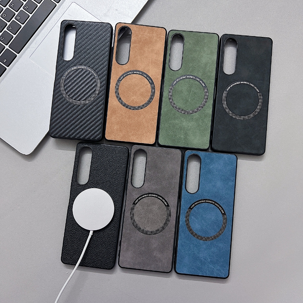 กรณีสําหรับ Sony Xperia ACE III 5 IV 10 VI 1 V PRO-1 เคสโทรศัพท์สีดํารูปแบบหนังแกะ Ultrathin ปกหลังแม่เหล็ก