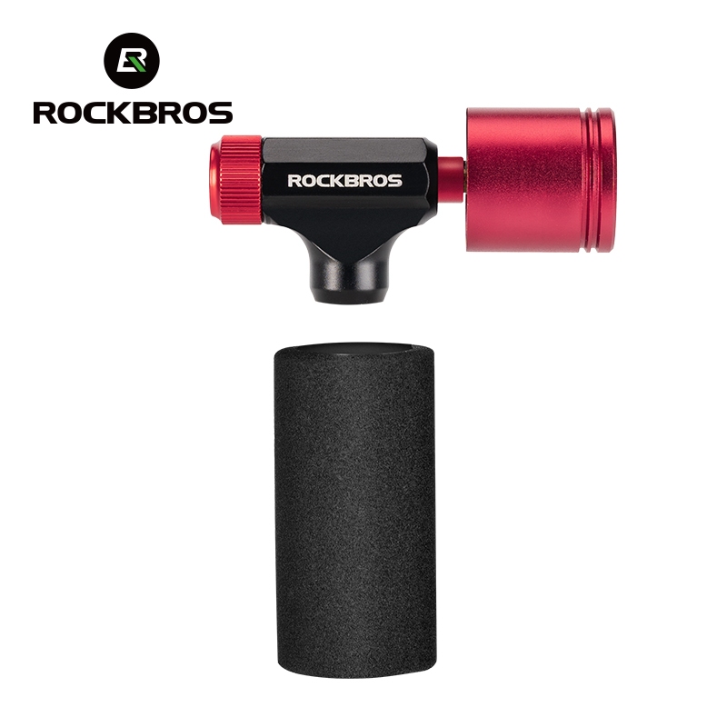 【TH Delivery】ROCKBROS จักรยานด่วนพองหัวฉีดก๊าซคาร์บอนไดออกไซด์ปั๊มชนิด AV / FV อลูมิเนียมแบบพกพาทนทาน MTB จักรยานปั๊มด้วยเครื่องวัดความดัน