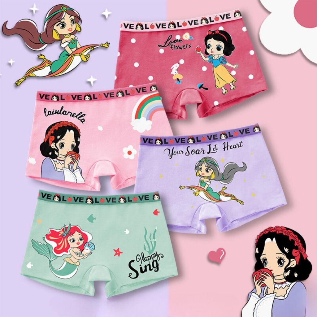 กางเกงชั้นในเด็กขาสั้น (แพ็ค 2 ชิ้น คละลาย) พิมพ์ลายการ์ตูนน่ารัก ผ้านิ่มใส่สบาย ระบายอากาศได้ดี