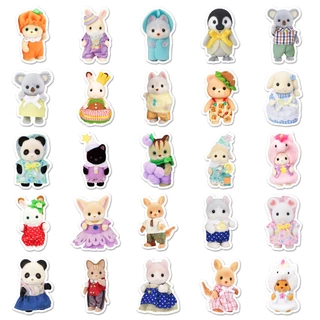 ตลก 50 ชิ้น Sylvanian Families Theme สติกเกอร์กันน้ํา DIY สําหรับโทรศัพท์แล็ปท็อปรถสติกเกอร์ Creative Home Decal