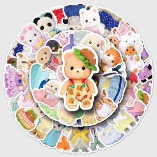 ตลก 50 ชิ้น Sylvanian Families Theme สติกเกอร์กันน้ํา DIY สําหรับโทรศัพท์แล็ปท็อปรถสติกเกอร์ Creative Home Decal