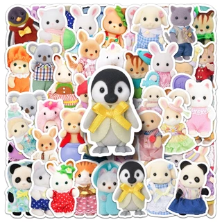 ตลก 50 ชิ้น Sylvanian Families Theme สติกเกอร์กันน้ํา DIY สําหรับโทรศัพท์แล็ปท็อปรถสติกเกอร์ Creative Home Decal
