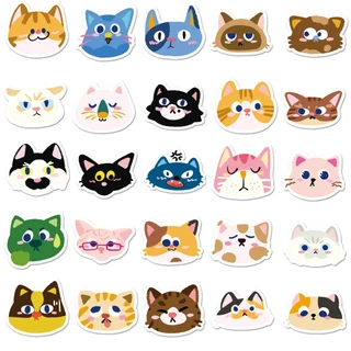 ตลก 50 ชิ้นแมวหัวสติกเกอร์กันน้ํา DIY สําหรับโทรศัพท์แล็ปท็อปรถสติกเกอร์ Creative Home Decal
