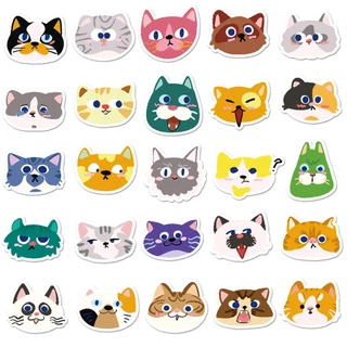 ตลก 50 ชิ้นแมวหัวสติกเกอร์กันน้ํา DIY สําหรับโทรศัพท์แล็ปท็อปรถสติกเกอร์ Creative Home Decal