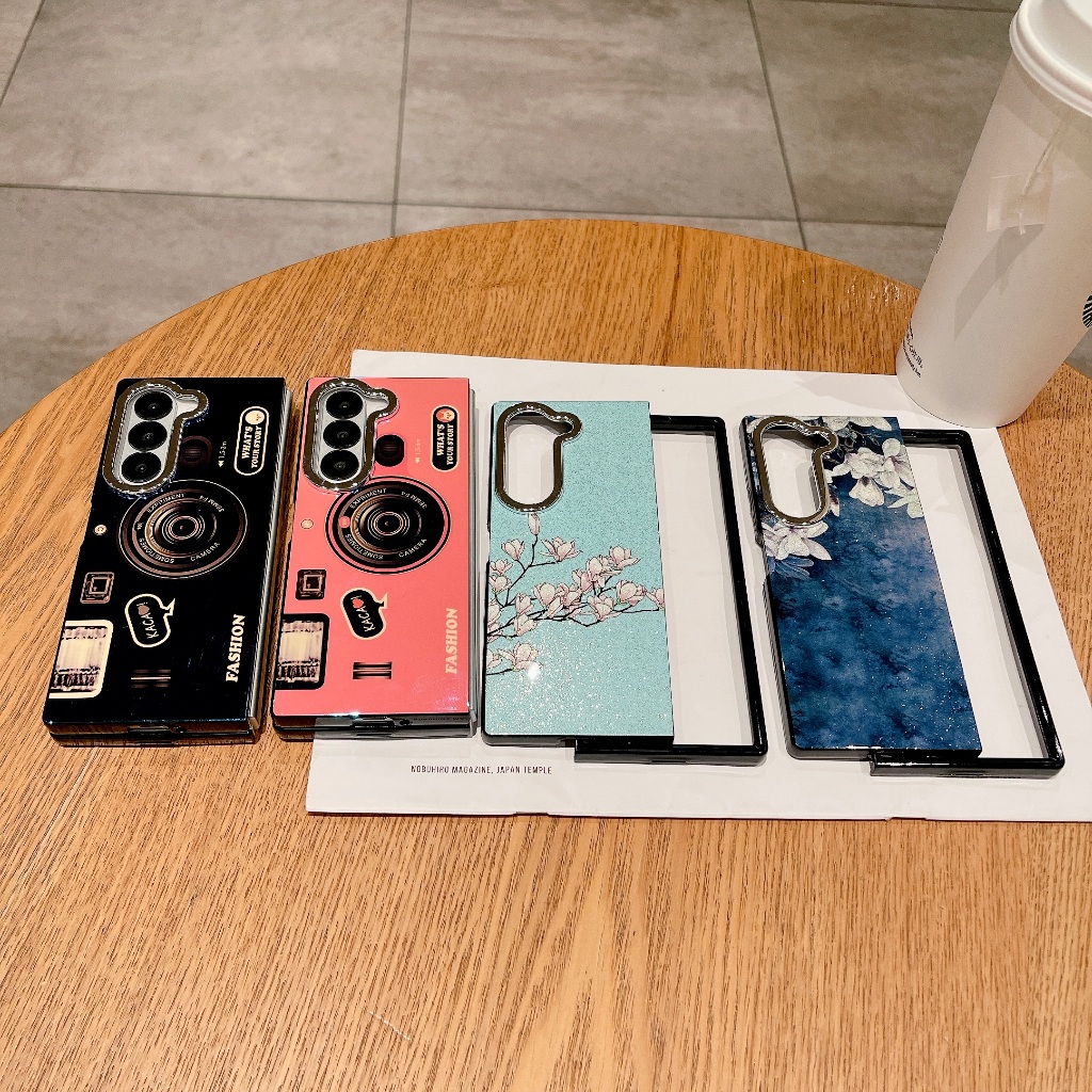 ย้อนยุค กล้วยไม้ กล้อง เคส Samsung Galaxy Z Fold 6 Case พลิกปก เคส