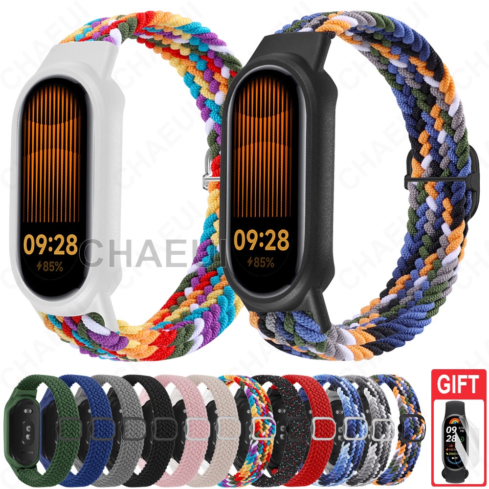 สายรัดไนลอนแบบถักพร้อมการเปลี่ยนสร้อยข้อมือเคสสําหรับ Xiaomi Mi Band 8 9 / Xiaomi Smart Band 9 8