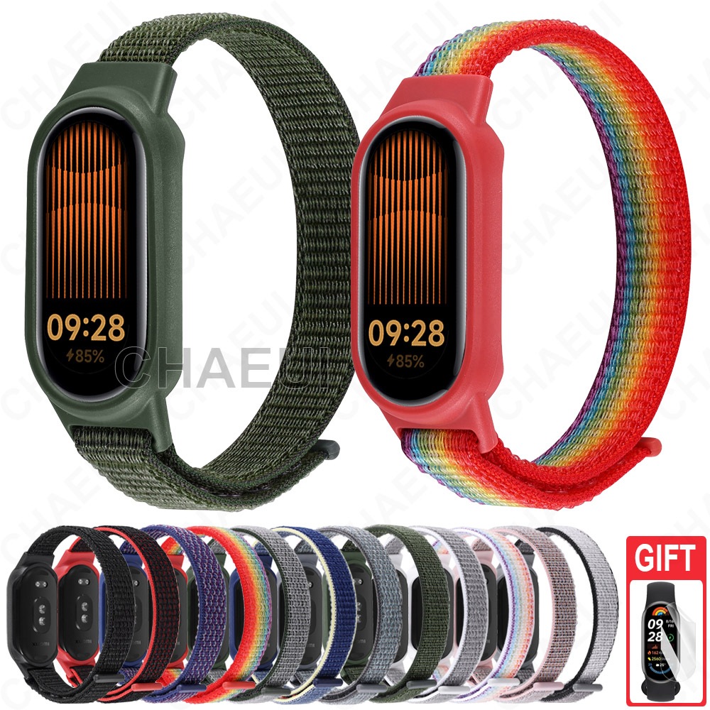 สายรัดไนลอนพร้อมการเปลี่ยนสร้อยข้อมือกรอบเคสสําหรับ Xiaomi Mi Band 8 9 / Xiaomi Smart Band 9 8