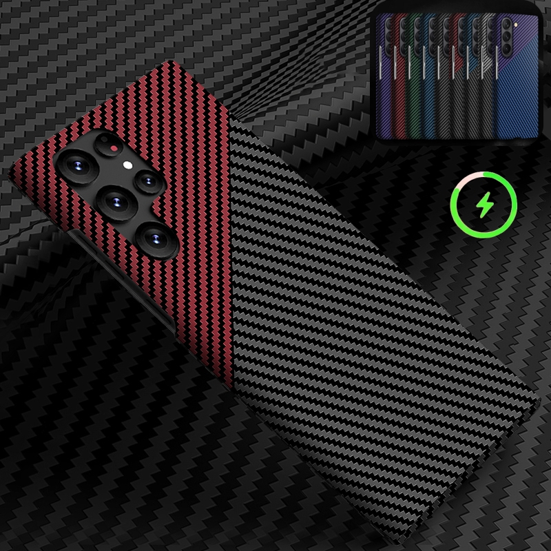 เคสโทรศัพท์ Slim Carbon Fibre Samsung Galaxy S24 S23 S22 S21 Ultra Plus ปลอกกันกระแทก Hard PC ฝาหลัง