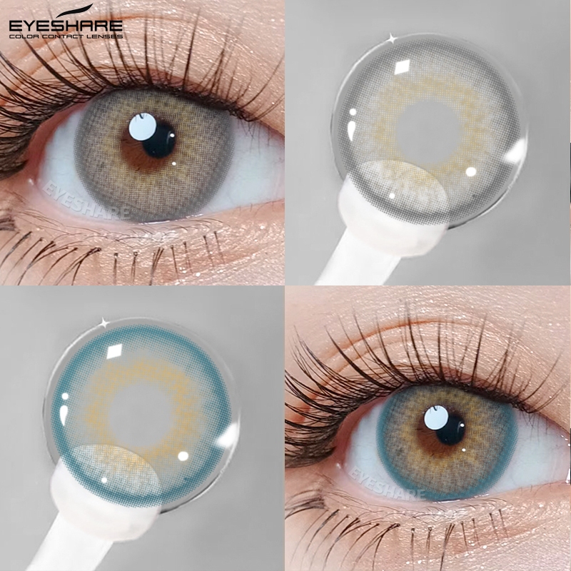 Eyeshare 1 คู่สยามคอนแทคเลนส์สีเทาเลนส์สวย 14.2 มม.ธรรมชาติ Looking Contacts Yearly Eye แต่งหน้า