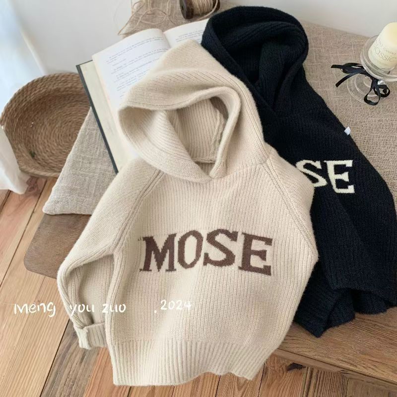 สไตล์ใหม่ชายหญิงเด็กเสื้อผ้าถักเสื้อกันหนาวหมวกจดหมายเสื้อสวมหัวสไตล์เกาหลีฤดูใบไม้ร่วงฤดูหนาวเหงื่อ