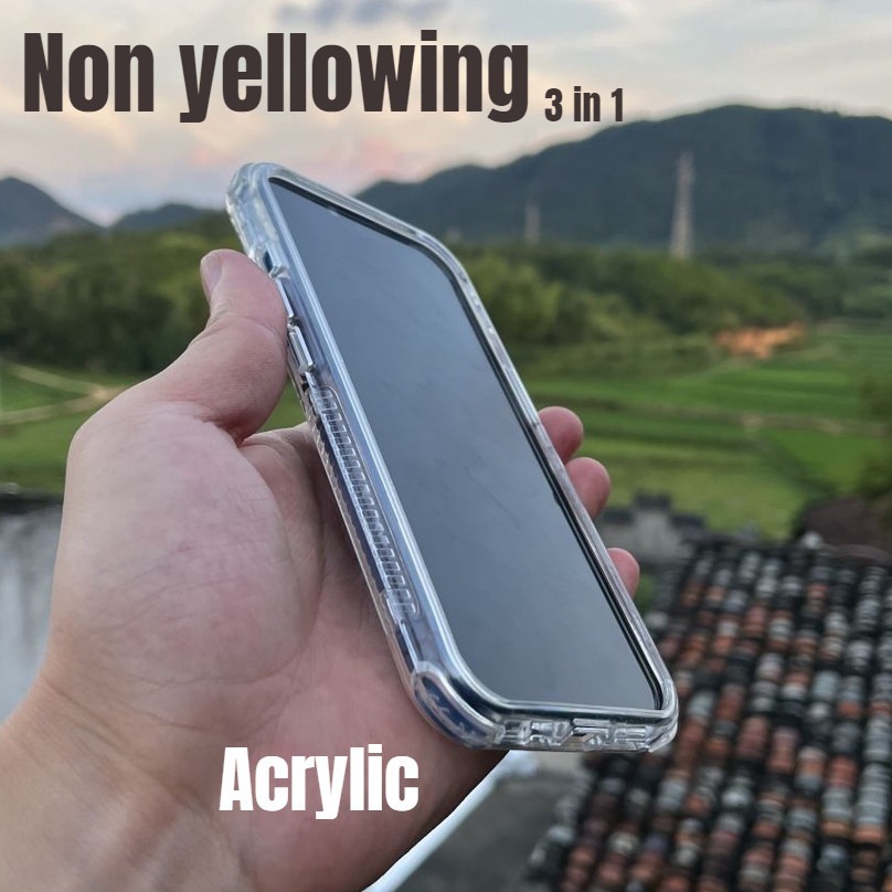 3 in 1 หนาสําหรับ Samsung S25 S24 Plus S23 Ultra FE A56 A55 A54 A35 A34 A15 A05S A12 A13 A14 A32 A23 A24 A36 A26 A06 ป้องกันฝาครอบโปร่งใส