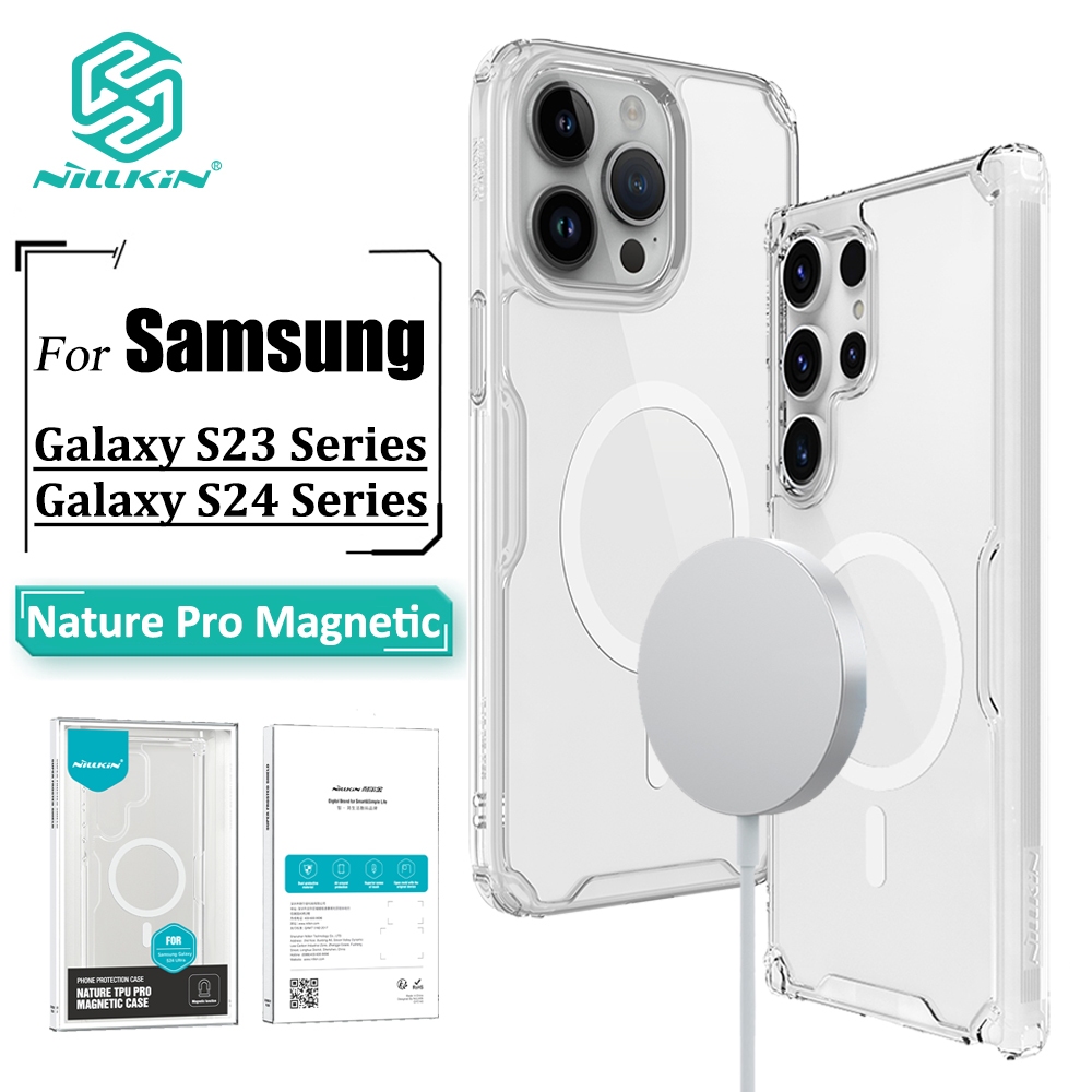 Nillkin เคสโทรศัพท์แม่เหล็ก Samsung Galaxy S24 Ultra S24+ S24 S23 Ultra Case Luxury Soft TPU ถุงลมนิรภัยโปร่งใสกันกระแทกฝาหลัง