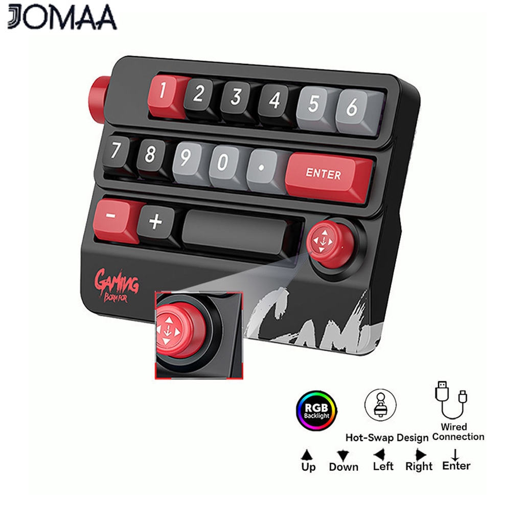 Jomaa จอยสติ๊กแบบพกพาคีย์บอร์ดแบบกลไก Full Hot Swappable Key USB-C RGB Backlight แบบมีสายคีย์บอร์ดเกมตั้งโปรแกรมได้สําหรับเดสก์ท็อป