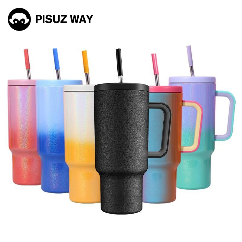 Pisuz Wayrพร้อมฝาปิดสแตนเลส304พร้อมที่จับแบบพกพาขนาด 1000mlใส่ช่องในรถได้เดินทางใส่กาแฟเครื่องดื่มต่างๆ