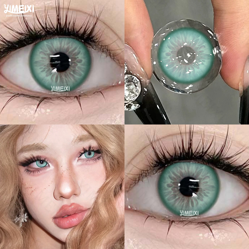 คอนแทคเลนส์ Yimeixi พร้อม Grade Madrid series 14.5 มม. สีฟ้า/สีเขียว/สีม่วง hybrid นักเรียน Hydrogel