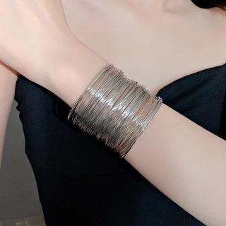 ยุโรปและอเมริกาลวดหลายชั้นเปิดสร้อยข้อมือซอกโอ้อวดความรู้สึกการออกแบบสร้อยข้อมือบุคลิกภาพเครื่องเทศสาวลมเย็นเครื่องประดับมือขายส่ง
