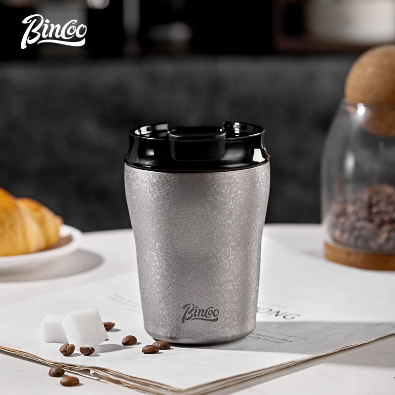 Bincoo ถ้วยกาแฟเซรามิกเคลือบซับกระติกน้ําร้อนถ้วยสแตนเลสย้อนยุคกลางแจ้งที่มาพร้อมกับถ้วยน้ํา280มล