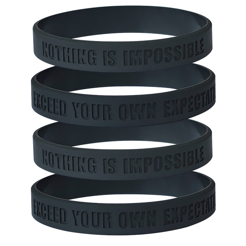 2 ขนาด NOTHING IS IMPOSSIBLE Baller Band EXCEED YOUR OWN EXPECATIONS สายรัดข้อมือกีฬา Motivate แกะสลักสร้อยข้อมือซิลิโคนแฟชั่นสายรัดข้อมือส่วนบุคคลตกแต่งของขวัญ