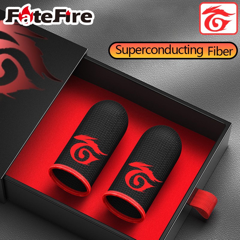 ถุงมือเล่นเกมใยเงิน FateFire โลโก้สีแดง ถุงมือกันเหงื่อ ถุงมือเล่นเกมที่ละเอียดอ่อน Free.Fire, Contact Army, PUBG