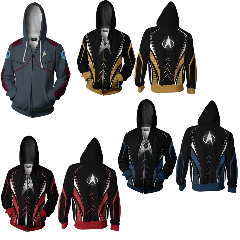 Star Trek Zipper Hoodie การพิมพ์ดิจิตอล เสื้อกันหนาว เสื้อแจ็คเก็ตแฟชั่น unisex Outerwear