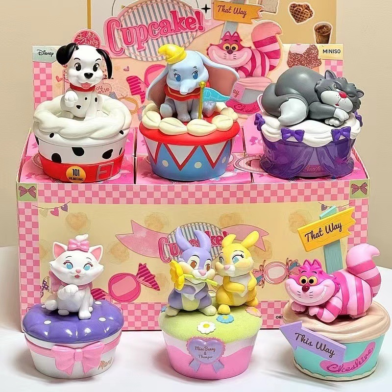Miniso Disney Cupcake Blind Boxs Toy Collection Gift Dumbo Cheshire cat Marie