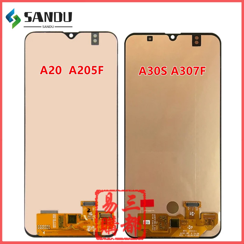 เหมาะสําหรับ Samsung Galaxy A20 A205 0 F DS M10S A30S A3070 A307F ชุดหน้าจอ LCD