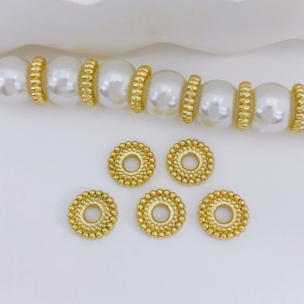 A1067 [Monochrome Free 50 ชิ้นสําหรับการสั่งซื้อ 100 ชิ้น] 14K Gold-Clad Color-Pre Serve Wheel Spacer ทองดอกไม้เกียร์ลูกปัด DIY Hand-Braided เชือกสร้อยข้อมือสร้อยคอ Receptacle Matching
