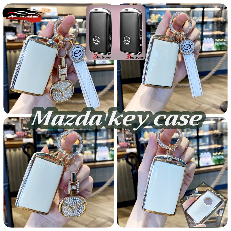 Mazda 2 mazda 3 เคสกุญแจรถ mazda cx30 cx-3 cx-5 skyactiv ปลอกกุญแจรถ mazda พวงกุญแจขอบทอง