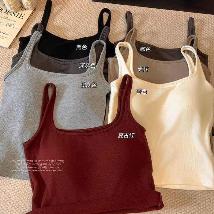 เสื้อสายเดี่ยวมีบราในตัว ไม่ต้องใส่เสื้อใน ผ้านิ่มๆใส่สบาย