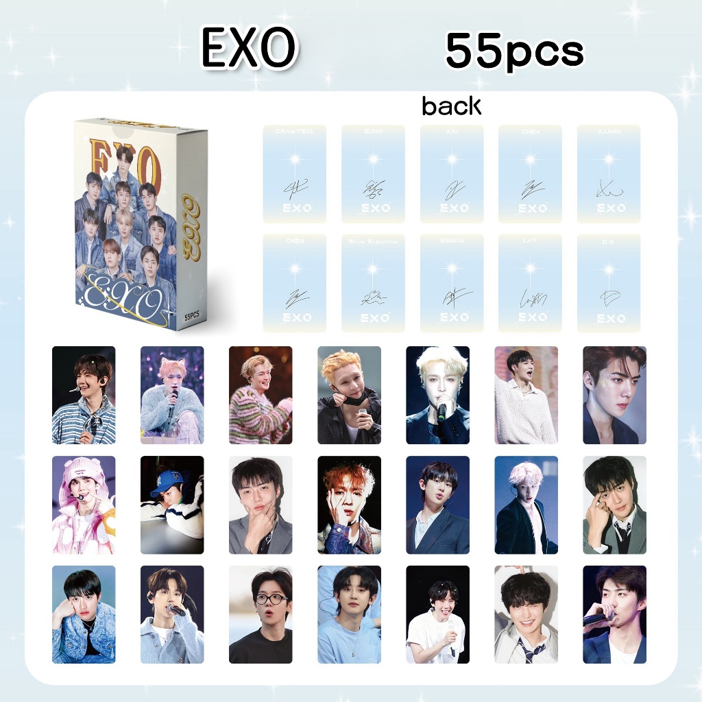 โปสการ์ดโฮโลแกรมเลเซอร์ BP EN RIIZE EXO IVE Seventeen (G)I-DLE AESPA NMIXX BAEK HYUN Jisoo WINTER V Jisung SOLO Album Lomo Card Laser HOLOGRAPHIC ราคาถูก CX 55 ชิ้น