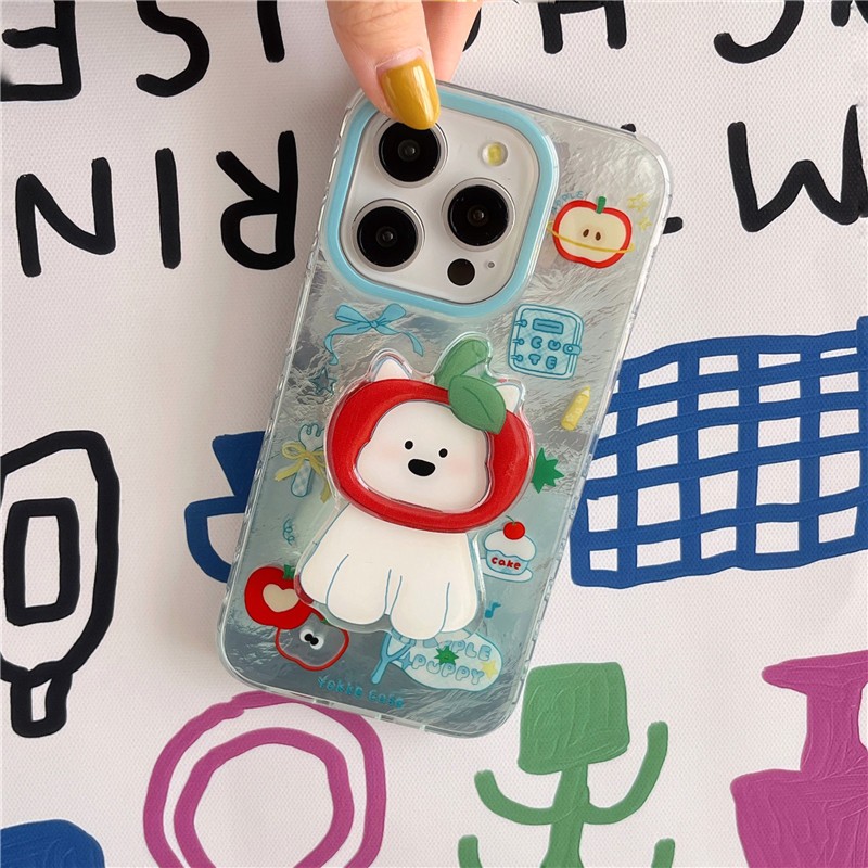 Iphone 15 Pro max 14 Pro max Dog ลายหัวแอปเปิ้ล วัสดุ TPU กระบวนการ IMD เคสโทรศัพท์พิมพ์สองชั้น