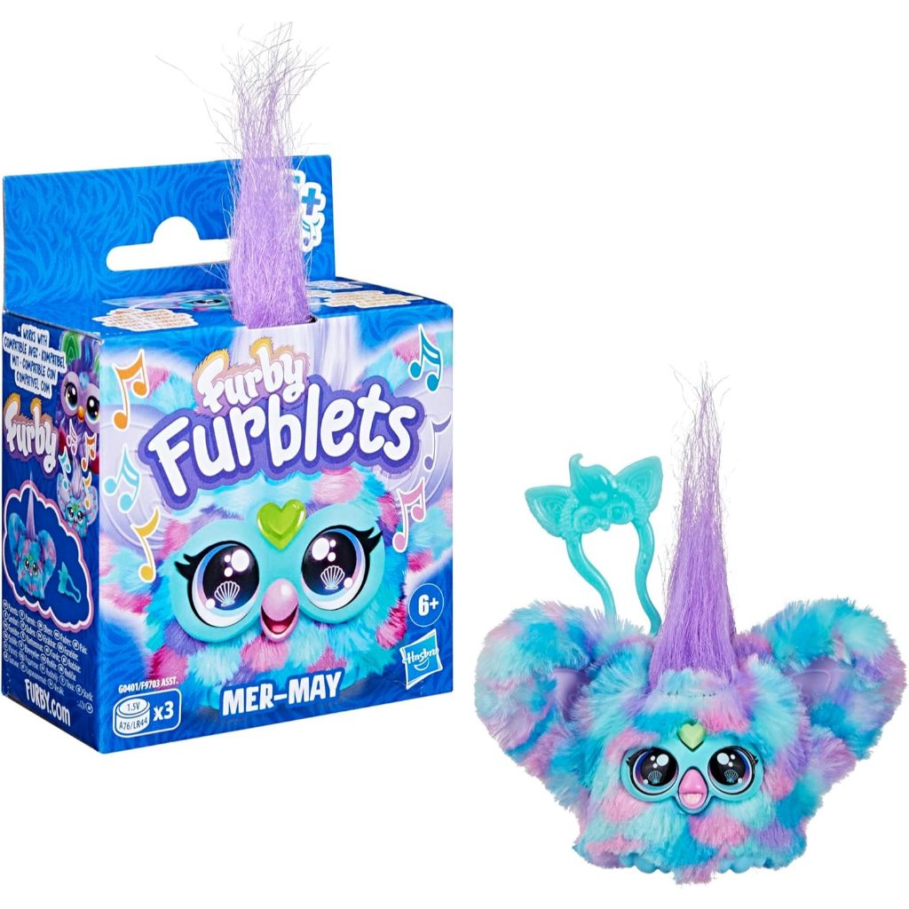 Furby Furblets Mer-May Mini Friend, 45+ Sounds & Music, Speaks Only Furbish, ของเล่นตุ๊กตาอิเล็กทรอน