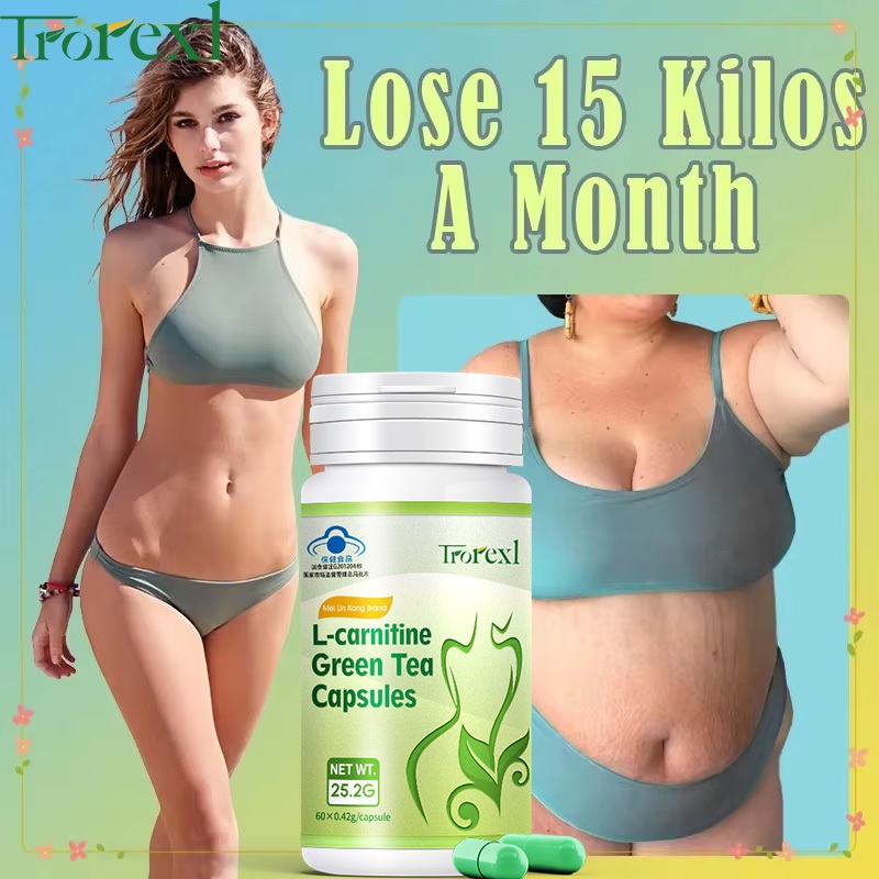 Trorexl ฮาลาลแคปซูลลดน้ําหนัก L-carnitine Burn fat green tea essence Detoxifying body Dual fat Burn 