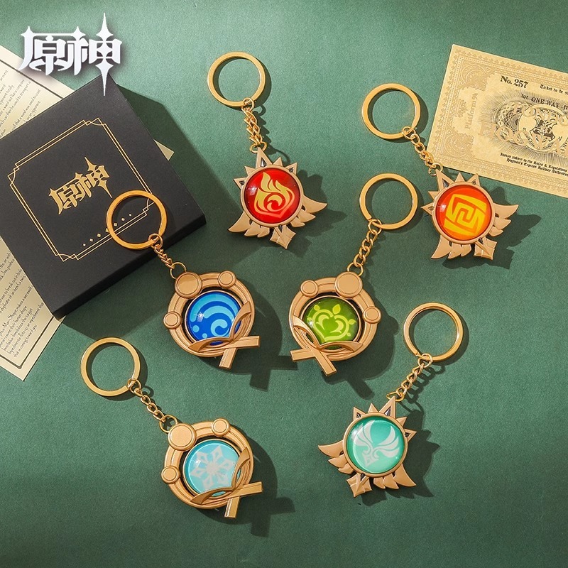 ใหม่ พวงกุญแจรถยนต์ ลายเกม Genshin Impact เรืองแสง 7 องค์ประกอบ