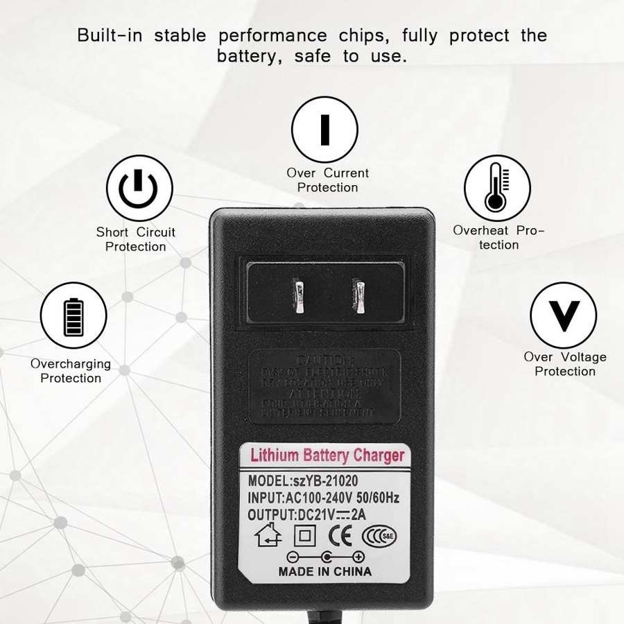 AC 100-240V DC 12V-21V 2A ปลอดภัยสำหรับการชาร์จ อแดปเตอร์ชาร์จแบตลิเที่ยม เครื่องชาร์จแบตเตอรี่ หัวชาร์จ 2a - รูปที่ 6