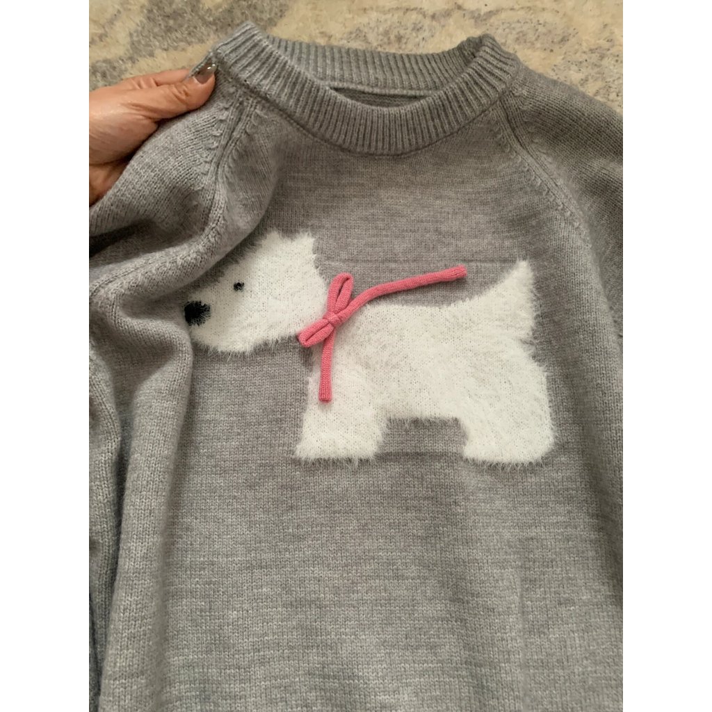 【สินค้าจัดส่งทันที】ฤดูใบไม้ร่วงฤดูหนาวผู้หญิงหลวมลูกสุนัขโบว์แขนยาวถัก Sw