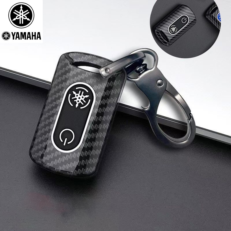 คาร์บอนไฟเบอร์กุญแจรถสําหรับ YAMAHA Nmax/Xmax/Grand filano/Aerox/Qbix/Lexi/new Sazzio/Fazzio/Scooter key Case Keyless Smart Entry key Carbon Case