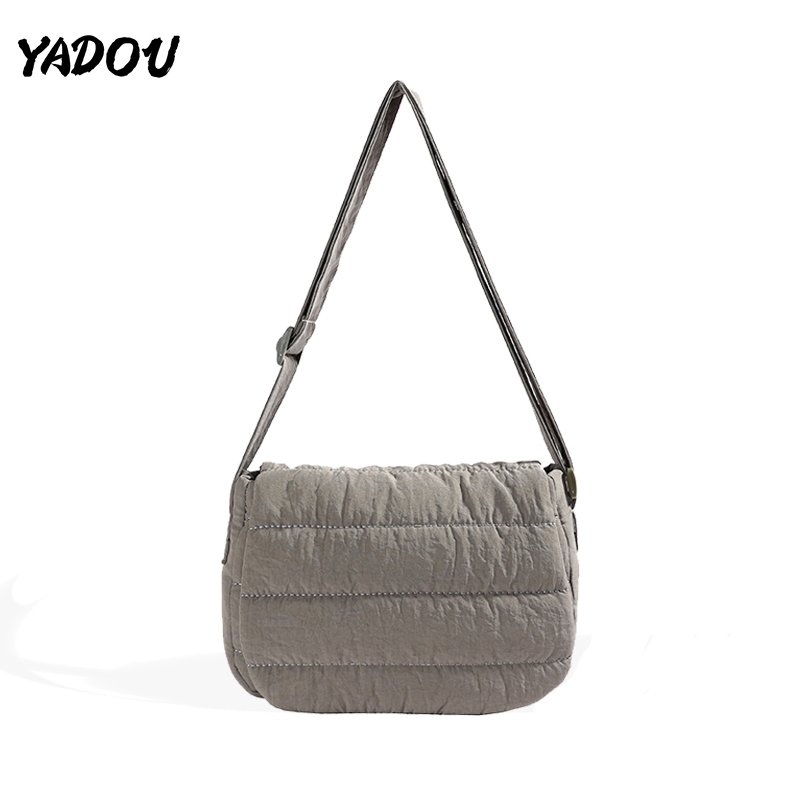 YADOU Niche design flap cloud bag เต็มไปด้วยผ้าฝ้ายกระเป๋าสะพายอเนกประสงค์สไตล์เกาหลี