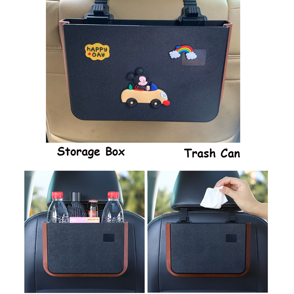 กล่องเก็บของในรถยนต์ลายการ์ตูนและวัสดุ PVC หนา พับได้ และเหมาะสําหรับ Toyota, BYD, BMW, Mercedes Benz ในร้านของเรา