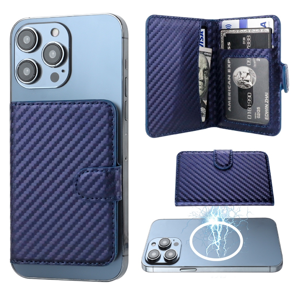 สําหรับกระเป๋าสตางค์ MagSafe,กระเป๋าสตางค์ iPhone พร้อมขาตั้งปรับได้,Secure-Grip, ID Window, Card Holder Slim Wallet for iPhone 15/14/13/12 Series, ไม่ใช่สําหรับ iPhone 13/12 Mini