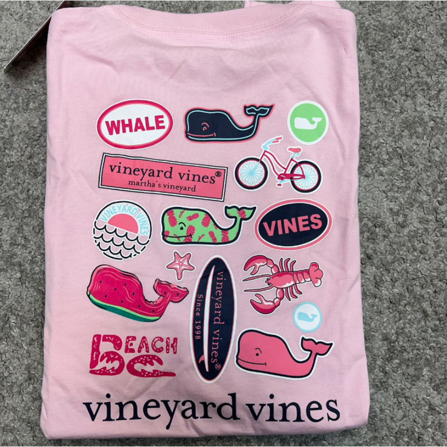 Vineyard VINES Whale เสื้อยืดแขนสั้นผ้าฝ้ายแท้สําหรับผู้ชายและผู้หญิง