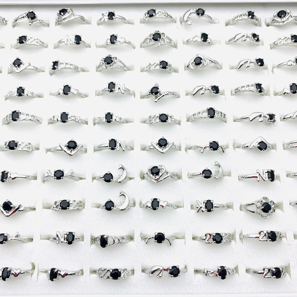 10 ชิ้น/เซ็ต Retro แหวนผู้หญิงโบราณเงินสีดํา Obsidian สไตล์ชาติพันธุ์แฟชั่นเครื่องประดับ Party ของขวัญ
