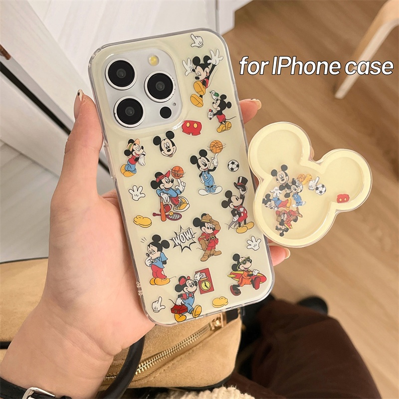 เคส iPhone สไตล์ใหม่กันกระแทก IMD สองชั้น Mickey Shake ins เทรนด์แฟชั่น iPhone 15 เหมาะสําหรับ 14 13 12 Pro Max น่ารักมูลค่าสูง