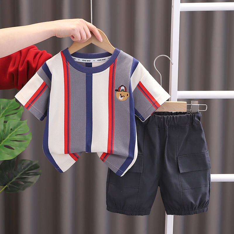 ชุดเสื้อยืดแขนสั้น และกางเกงขาสั้น แฟชั่นฤดูร้อน สําหรับเด็กผู้ชาย และเด็กผู้หญิง อายุ 0-6 ปี จํานวน 2 ชิ้น ต่อชุด