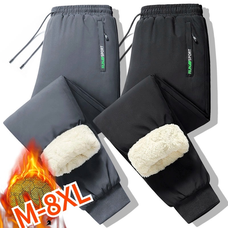 M-8xl Lamb ขนแกะกางเกงฤดูหนาวขนแกะหนาหิมะขนาดใหญ่ Windproof Warm Down กางเกงผ้าฝ้าย