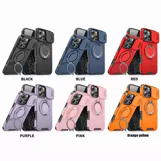 360°หมุนได้แหวนสําหรับiPhone 16 Pro Max 15 Pro Max 14 13 12 11 Pro 15 Plus 17 Pro Maxพร้อมขาตั้งLenกล้องป้องกันกันกระแทกปลอกแข็ง