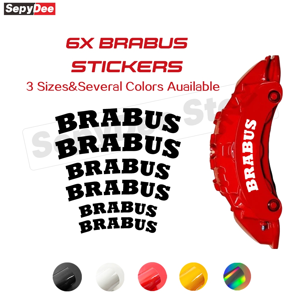 6x BRABUS รถเบรค Caliper สติกเกอร์ Decals กันน้ําและทนอุณหภูมิสูงสําหรับ Mercedes Benz C Class M Cla