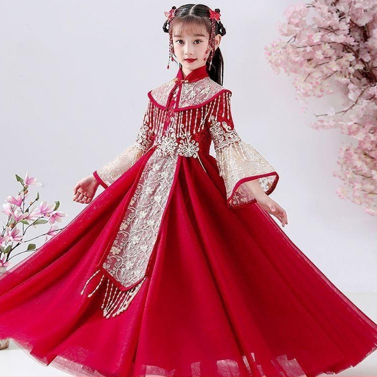 ฤดูหนาว H Anfu สาวจีนเจ้าหญิงชุดเด็กเครื่องแต่งกายเด็กสาวปีใหม่รส suithanfu สาวฤดูหนาวสไตล์จีนเด็กโบราณเครื่องแต่งกายปีใหม่ชุดสาวน้อยใหม่ Ye