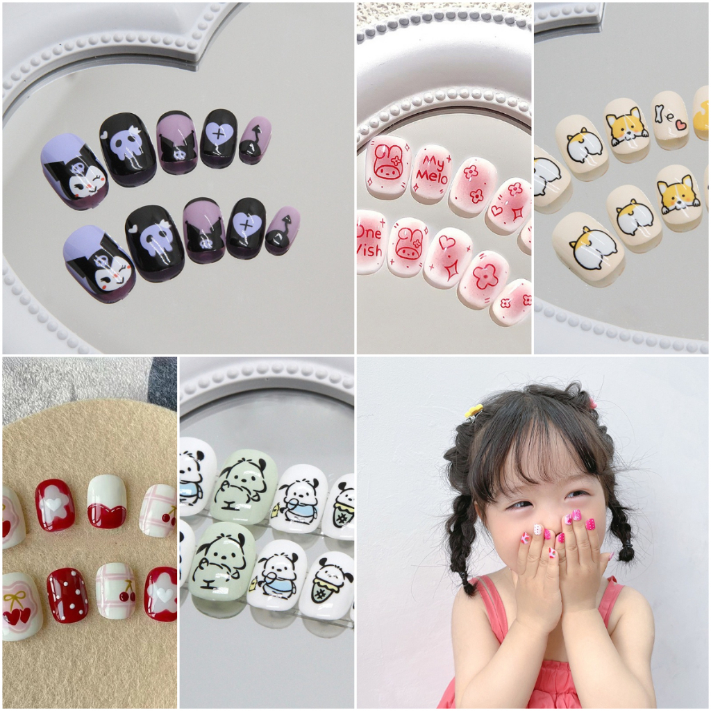 เล็บปลอม ชนิดอะคริลิค สไตล์ฝรั่งเศส สีขาว ชมพู 24 ชิ้น